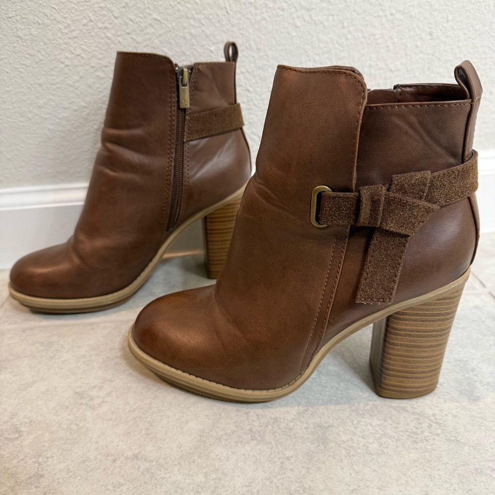 A+ Target brand brown block heel bootie